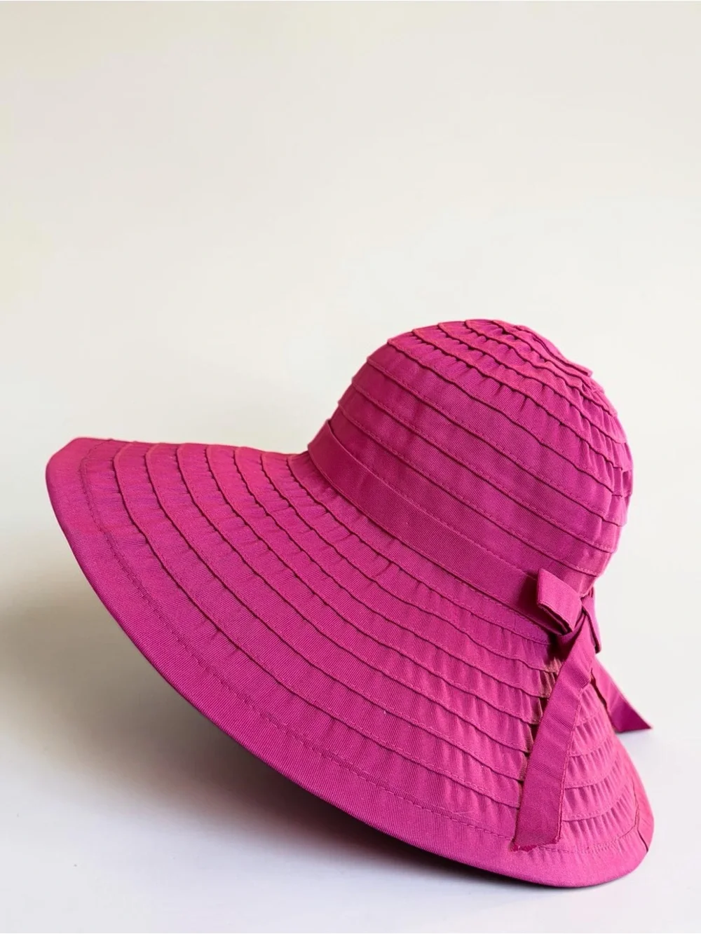 San Diego Hat Company Fuchsia Wide Brim Packable Sun Hat UPF 50 Ribbon Bow Trave